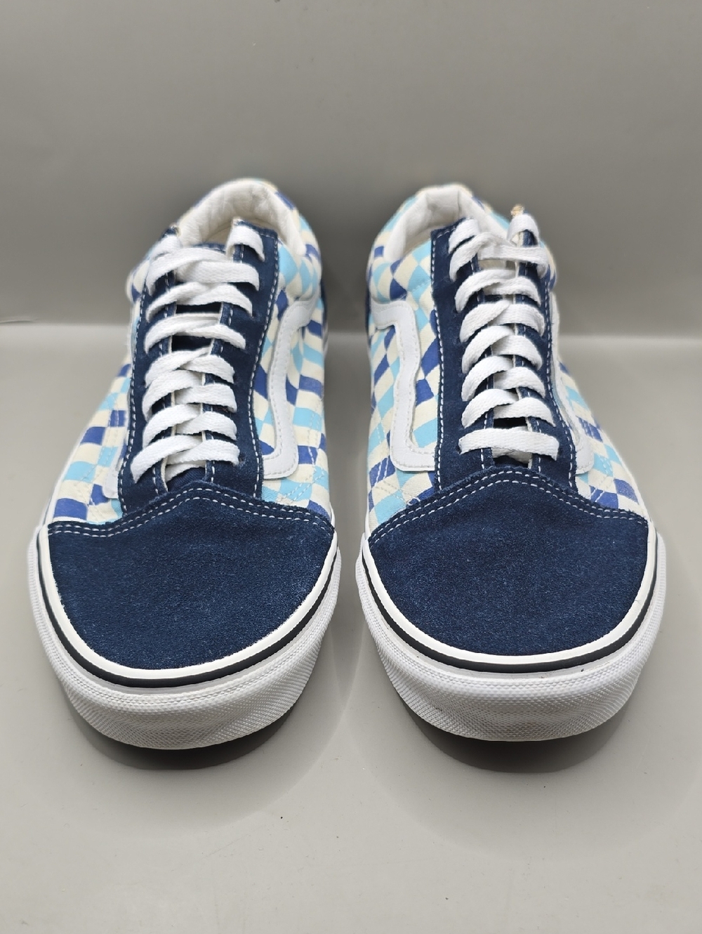 Vans Old Skool Sneakers W-11 M-9.5 Blue/White Check Low-Top Skater Classic Comfy - Picture 2 of 8